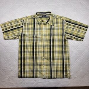 K.A.D. Clothing Co yellow & black plaid S/S dress shirt size XXL
